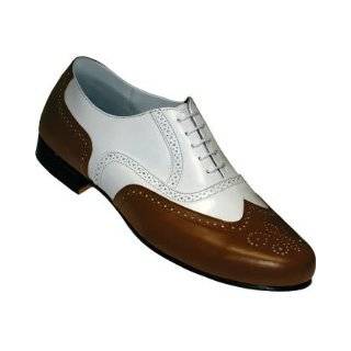 Aris Allen Mens White Leather Oxford Captoe Dance Shoes with Leather 