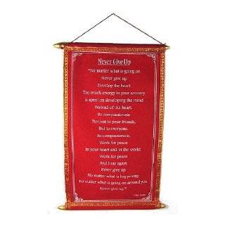 dalai lama wall quotes never give up red velvet scroll 10 x 15