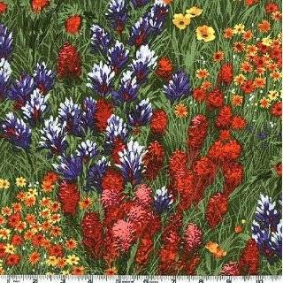 44 Wide Michael Miller Southwest Texas Wildflowers Grass Fabric By 