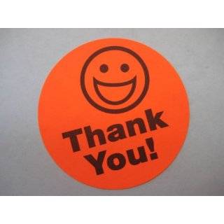   CIRCLE BIG THANK YOU SMILEY LABEL STICKERS Yellow