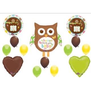 Whoo Loves You Baby Shower NEUTRAL Balloons Decorations Supplies