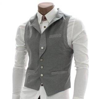 Doublju Mens Check Patched Vest Waistcoats (AV6)