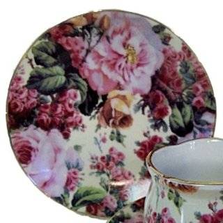 English Rose Pattern Fine China Cup Cake Plates for Childrens Tea 