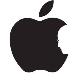 Apple Logo with Steve Jobs Face Decal Sticker Peel And Stick Black