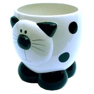   White Kitty Cat Themed Decorative Trash Can For Bathroom Or Bedroom