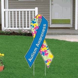  Autism Awareness Ribbon Yard Sign   21wide by 39 high 