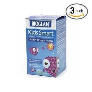 BioGlan Kids Smart Hi DHA Omega 3 Fish Oil, Chewable Burstlets, Berry 