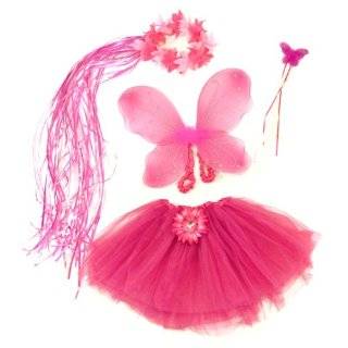 Pink & Hotpink 4 Piece Flower Fairy Princess Costume Set. Includes 