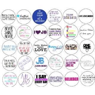  Set of 6 JUSTIN BIEBER QUOTES Mini 1.25 Pinback Buttons 