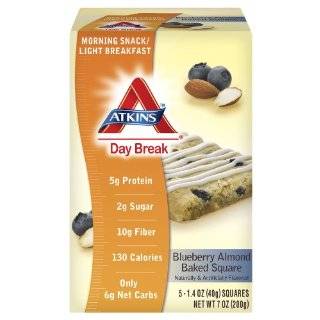 Atkins Day Break Blueberry Almond Baked Square, 5   1.4 Ounce Squares 