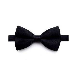  Formal Black Satin Banded Mens Bow Tie Clothing
