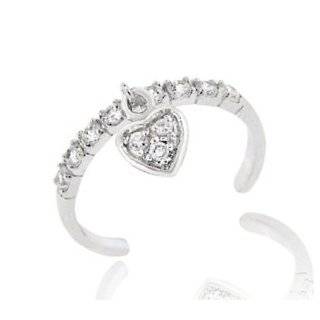  Sterling Silver CZ Double Heart Toe Ring Jewelry