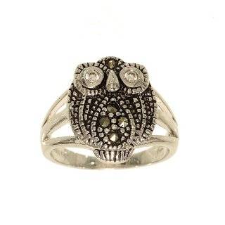 Perfect for Any Age Wise Little Owl Silvertone Fashion Ring with Cubic 