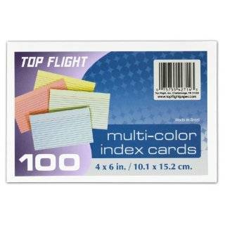 Top Flight Index Cards, Ruled, 4 x 6 Inches, Rainbow Colors, 100 Cards 