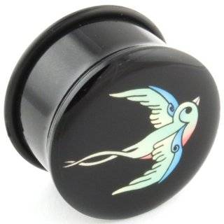 One Acrylic Single Flared Logo Plug 0g Sparrow Right (SOLD 