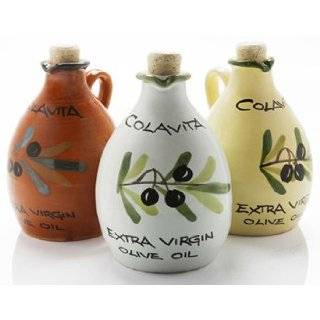   Cold Pressed Extra Virgin Olive Oil in Hand   Painted Ceramic Cruet