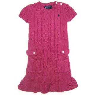   Lauren Toddler Girls Cable knit Dress in Navy, Pink Pony Clothing