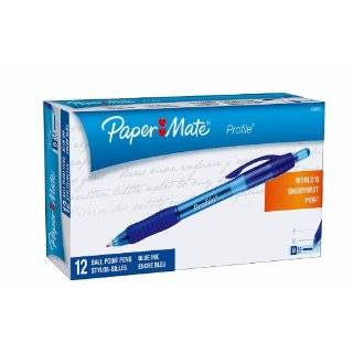 Paper Mate Profile Retractable Ballpoint Pens, 12 Blue Ink Pens (89466 