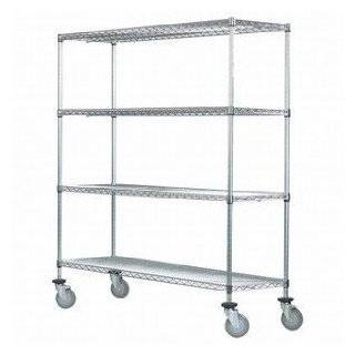 Industrial Wire Rack Shelving 4 Shelf Wheeled Storage and Display Cart 