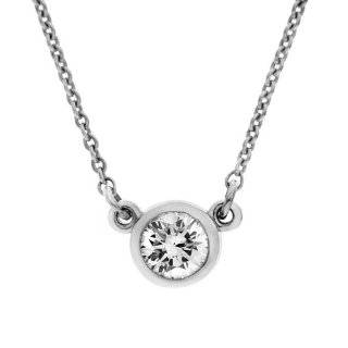 14k White Gold Diamond Bezel Necklace (1/4 cttw, D F Color, I2 I3 