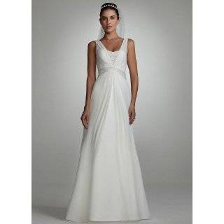 Davids Bridal Wedding Dress Chiffon A Line Gown with Split Front 