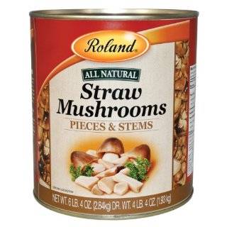 Roland Pieces & Stems Straw Mushrooms, 6.4 Pound Cans (Pack of 2)
