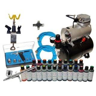 Cake Decorating Airbrush Kit with 24 Amerimist Food Colors and TC 20T 