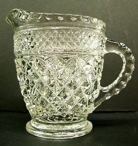 Retro Anchor Hocking Crystal Clear Glass Creamer Small Pitcher Wexford Diamond
