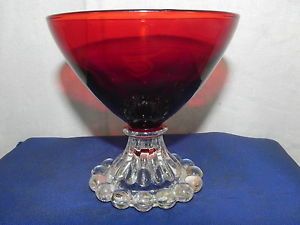 1 Royal Ruby Red Stemmed Goblet Beaded Boopie Berwick Anchor Hocking Glass