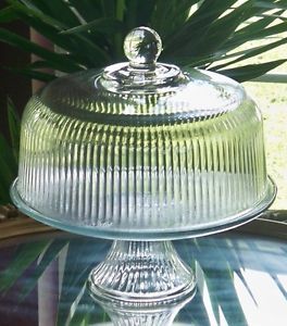 Anchor Hocking Monaco Clear Glass Pedestal Cake Stand with Dome Lid