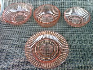 Vintage Anchor Hocking Queen Mary Pink Depression Glass Lot Plate Bowls Plus