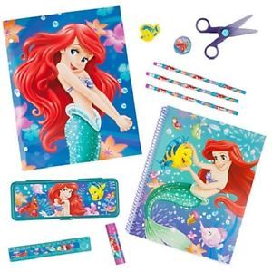 New  Ariel Little Mermaid Art School Supply Kit Notebook Pencils Etc