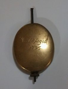 Antique Waldfogel Wall Clock Pendulum Bob Brass 1795 Regulator Nut Broken Rod