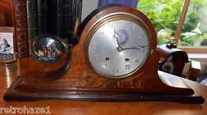 Antique Pendulum Chime Mantel Clock State of Kentucky Seal Key Burled Walnut