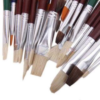 Pack 25 Pcs Watercolor Brush Sets Oil Painting Art Artist Supplies Wooden Handle