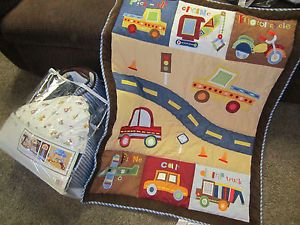 Kids Line 4 Piece Big Rigs Baby Infant Nursery Crib Bedding Set Boys Decorative