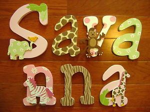 Custom Hand Painted Wood Letters for Carters Jungle Jill Baby Crib Bedding New