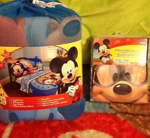 Disney Mickey Mouse 6 Pcs Toddler Bedding Set Kids Room Extra Sheet Set Baby
