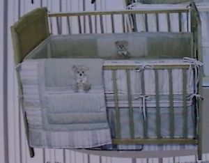 New Girls Pink Stephan Baby Teddy Bear Crib Bedding Set
