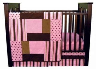 Trend Lab Maya Pink Patched 3pc Nursery Infant Baby Crib Bedding Set