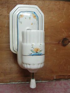 Vintage Hand Painted Art Deco Porcelain Porcelier Bathroom Sconce Light Fixture