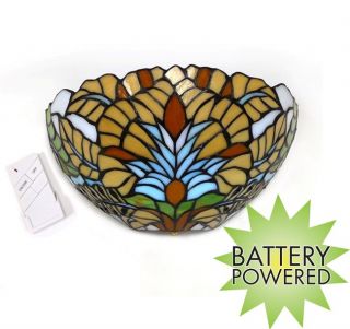 Exciting Lighting Battery Powered LED Real Stained Glass Appolonia Wall Sconce