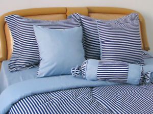7 Pcs Navy Blue Stripe Luxury Bed in A Bag King KK224