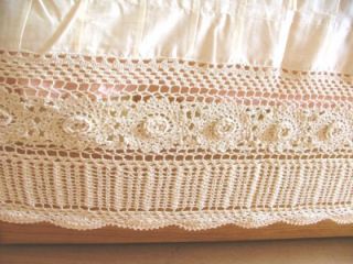Handmade Crochet Lace Bed Skirt Queen White