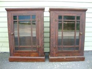 Pair of Antique Mission Arts Crafts Bookcases Cabinets