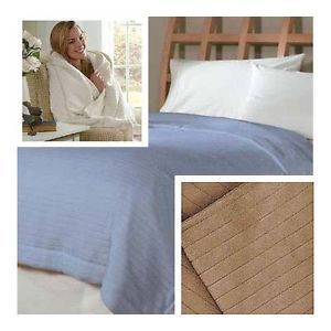 Soft Heat Wide Wale Ribbed Plush Electric Heated Throw Blanket Assorted Colors