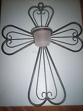 New in Box Partylite Antique Brass Cross Votive Sconce Candle Holder Style P8017