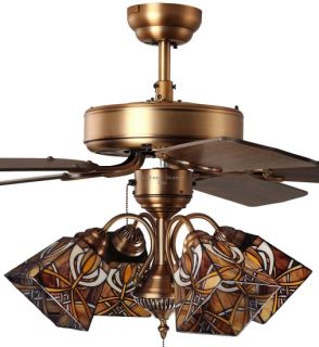 Mission 4 Light Tiffany Style Stained Glass Ceiling Fan