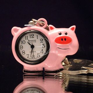 Mini Clocks Cute Pink Pig Miniature Clock Keychain