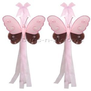 Butterfly Tieback Brown Pink Hailey Curtain Sheer Window Tie Back Ribbon Decor